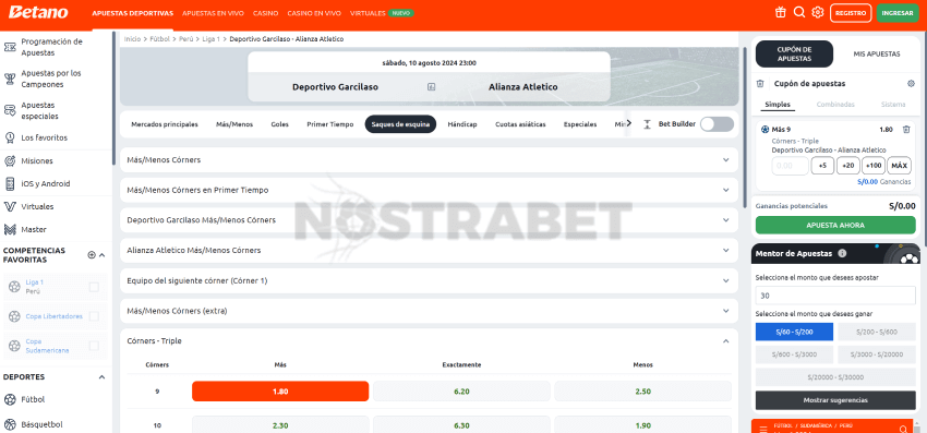 Apuesta Betano Triple Córners