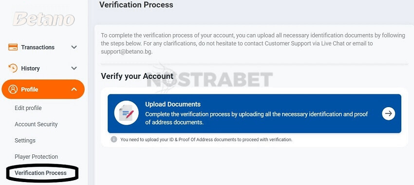 verification process betano