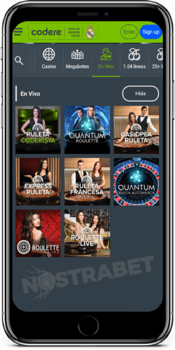 codere ios app live casino