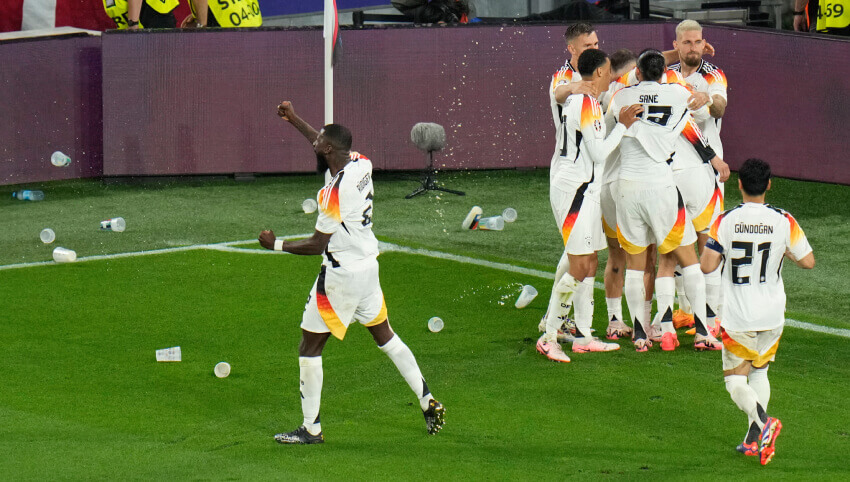 Germany players celebrate a goal EURO2024