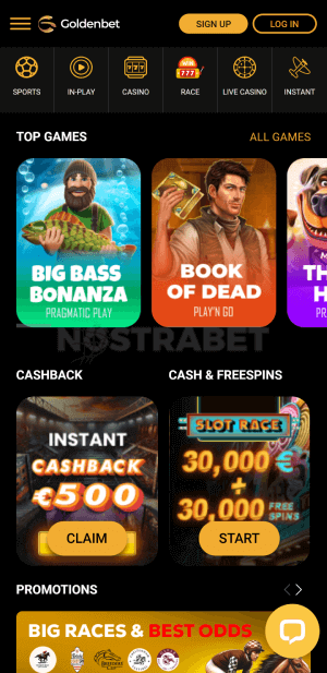 Goldenbet homepage mobile