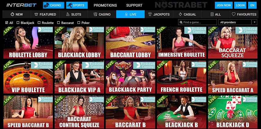 Interbet Live Casino Games