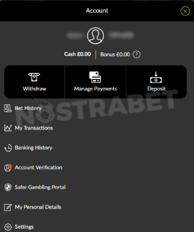 parimatch account options