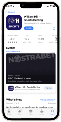 william hill ios app store